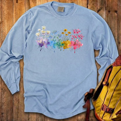 Watercolor Hot Springs Wildflowers Premium Long Sleeve