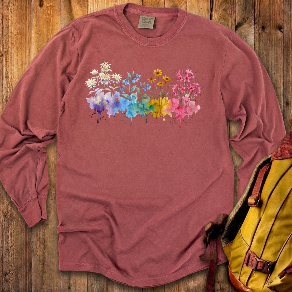 Watercolor Hot Springs Wildflowers Premium Long Sleeve