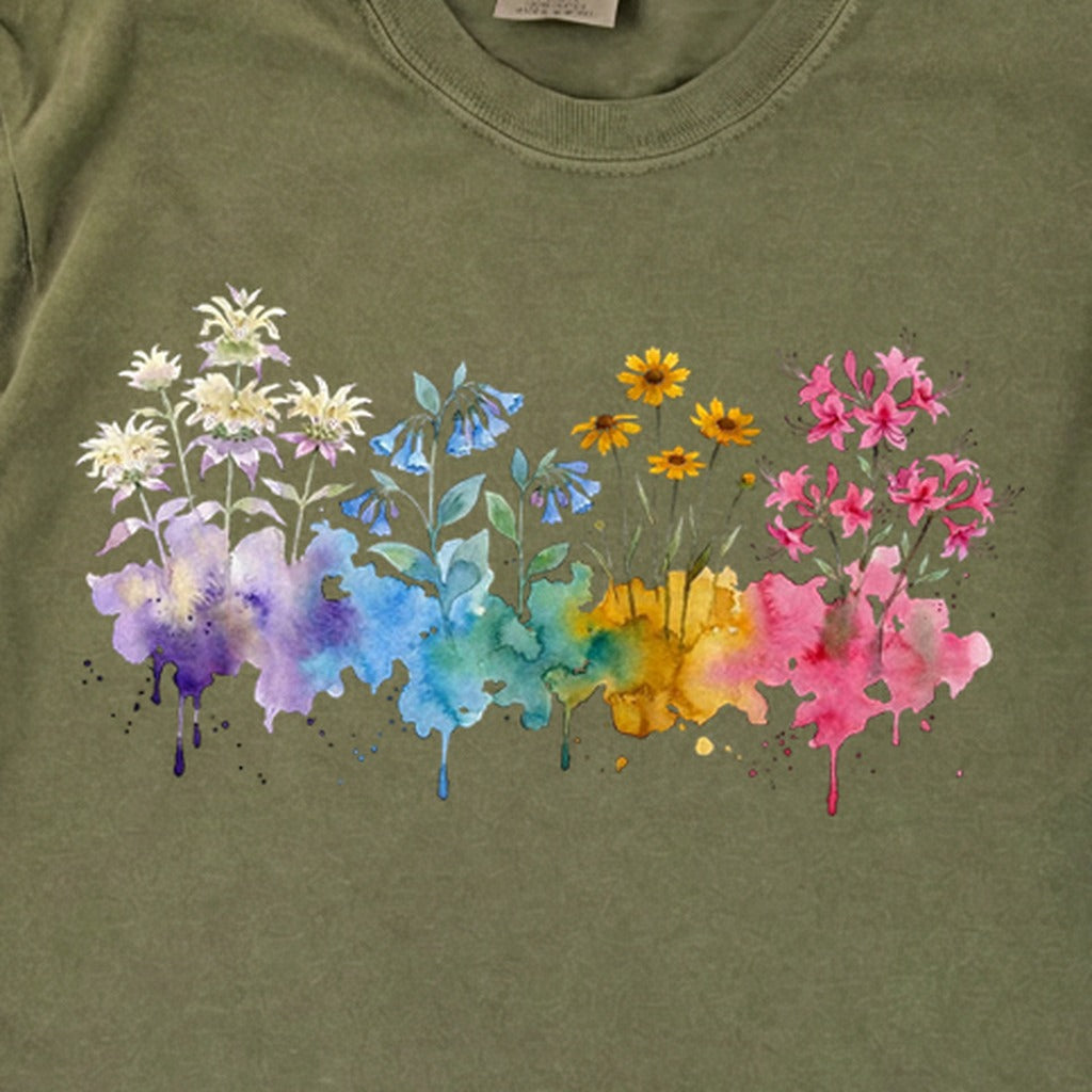 Watercolor Hot Springs Wildflowers Premium Long Sleeve