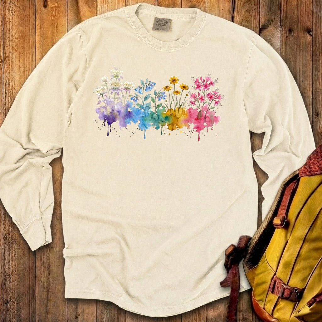 Watercolor Hot Springs Wildflowers Premium Long Sleeve