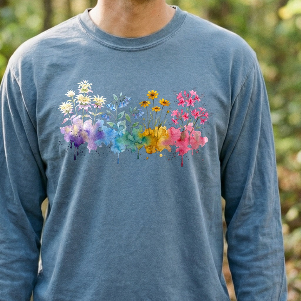 Watercolor Hot Springs Wildflowers Premium Long Sleeve