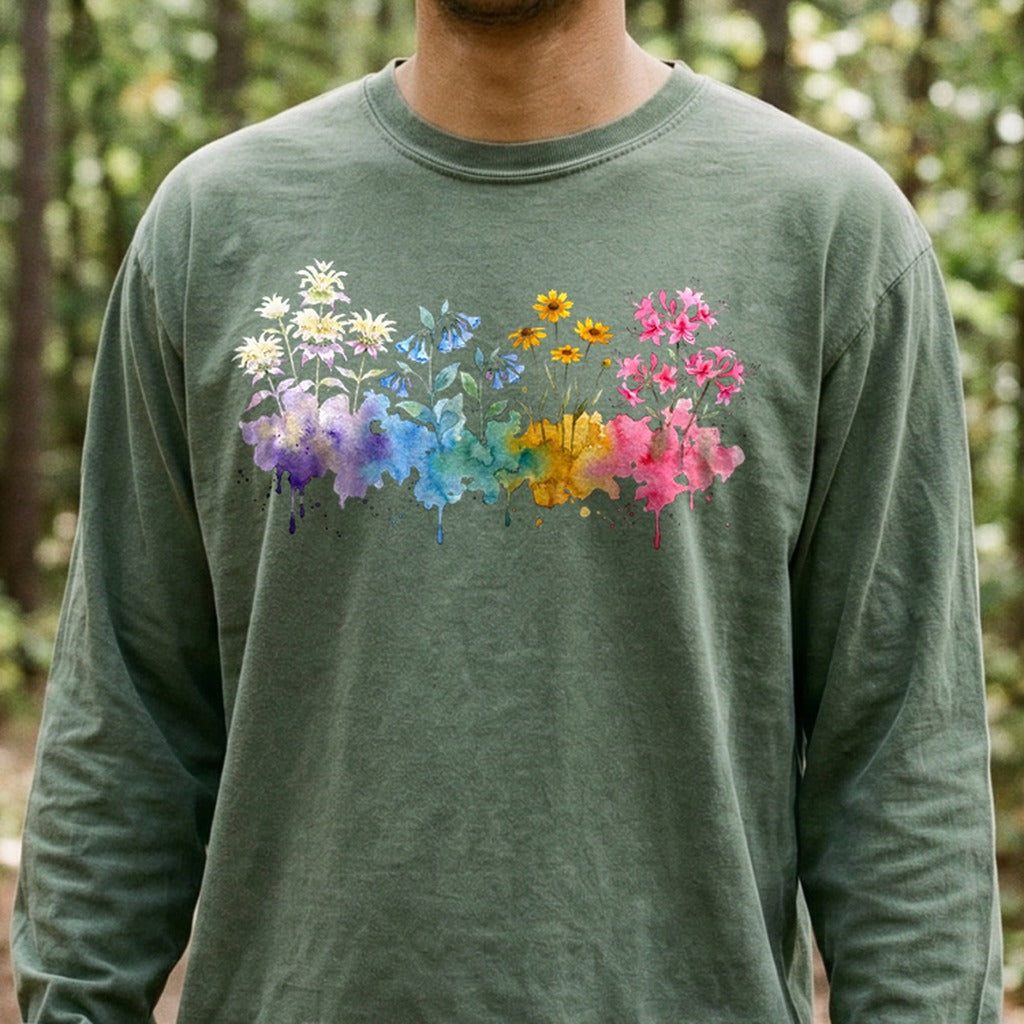 Watercolor Hot Springs Wildflowers Premium Long Sleeve