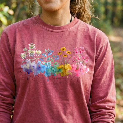 Watercolor Hot Springs Wildflowers Premium Long Sleeve