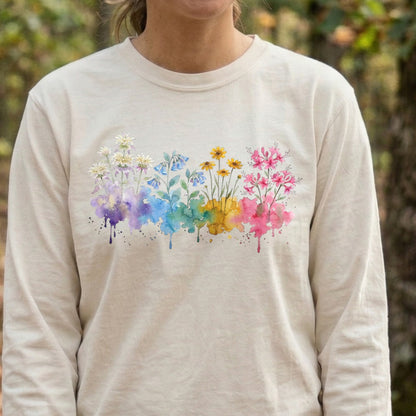 Watercolor Hot Springs Wildflowers Premium Long Sleeve