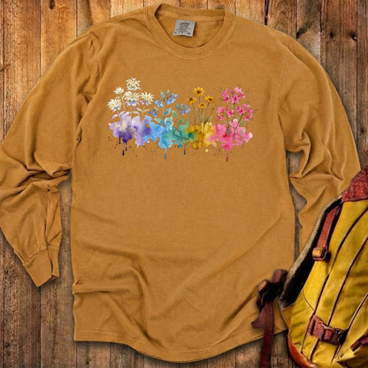 Watercolor Hot Springs Wildflowers Premium Long Sleeve