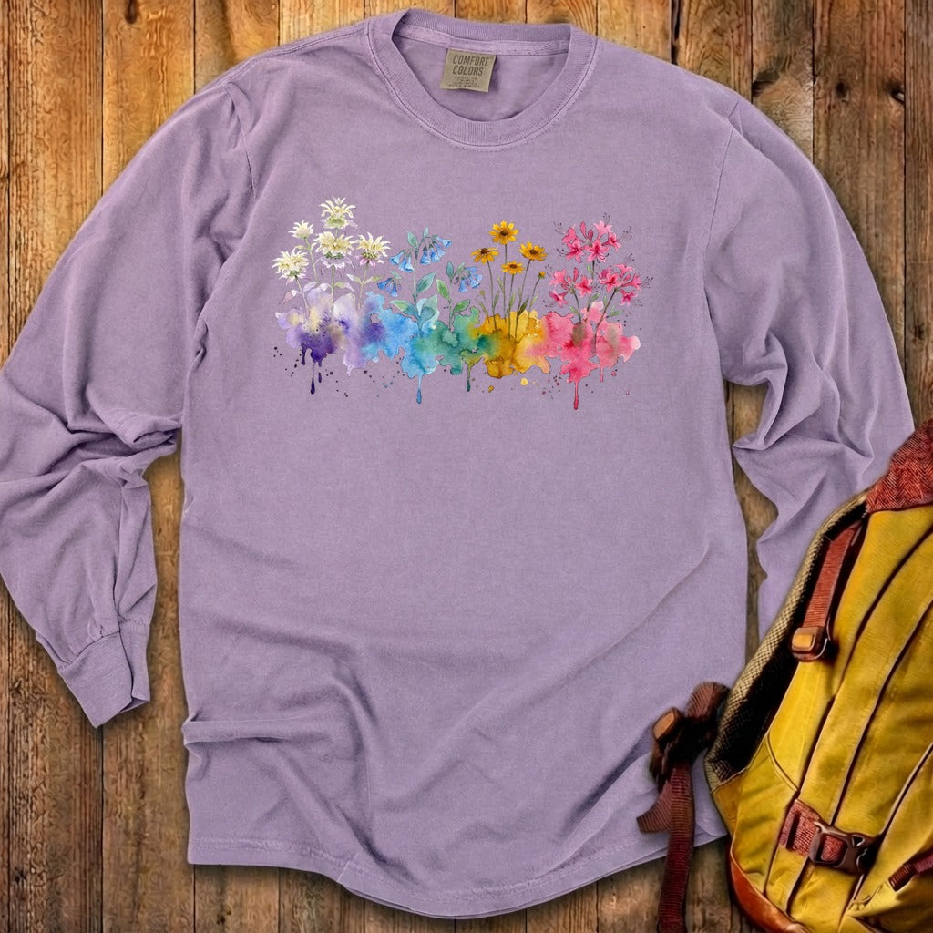 Watercolor Hot Springs Wildflowers Premium Long Sleeve
