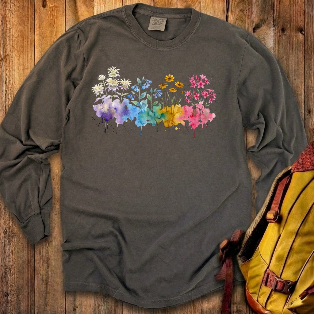 Watercolor Hot Springs Wildflowers Premium Long Sleeve