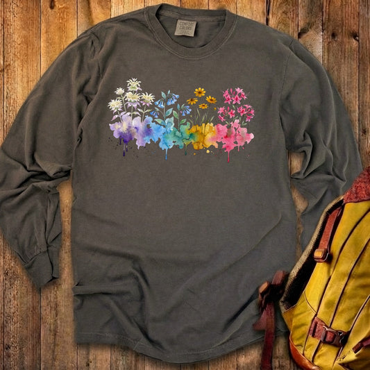 Watercolor Hot Springs Wildflowers Premium Long Sleeve