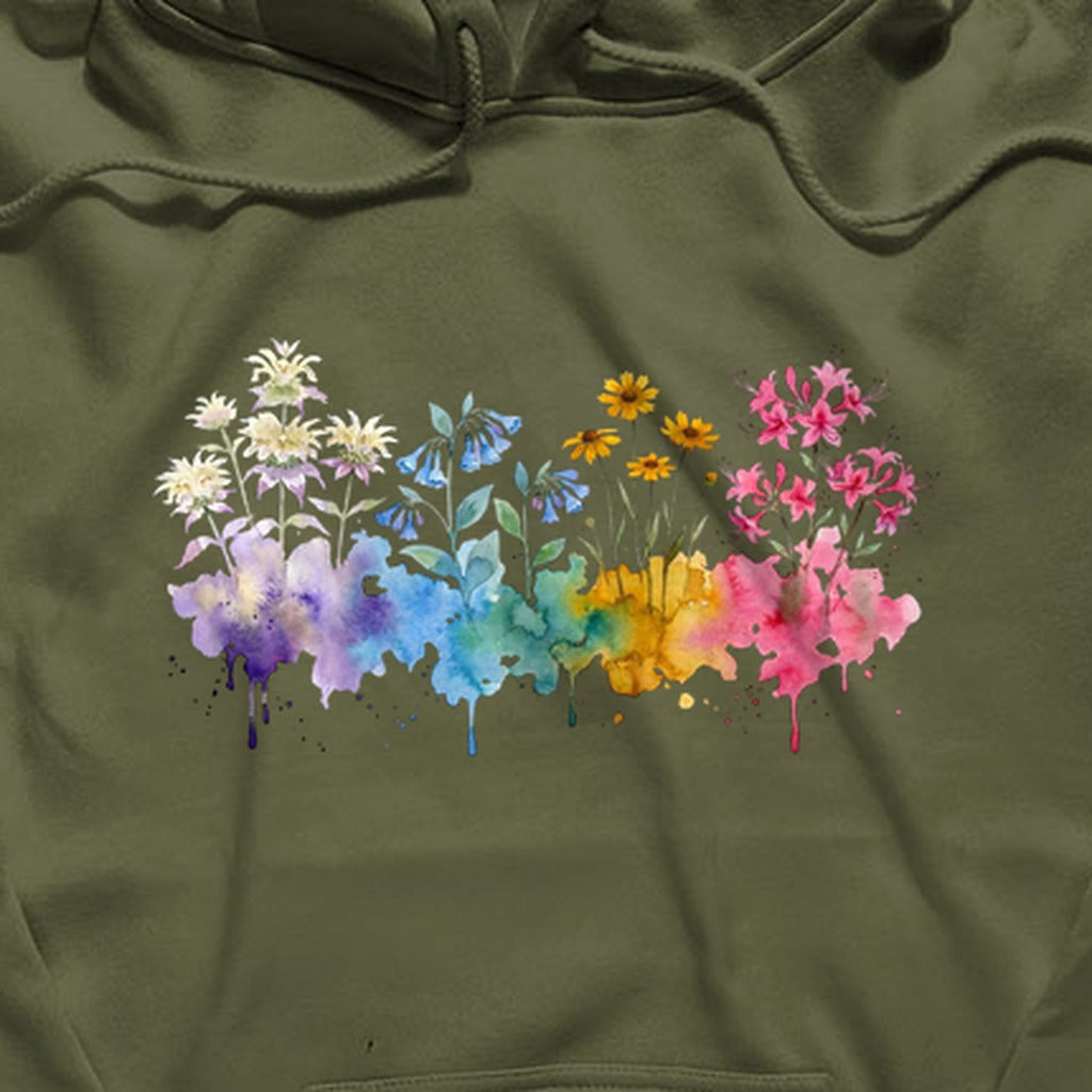 Watercolor Hot Springs Wildflowers Hoodie