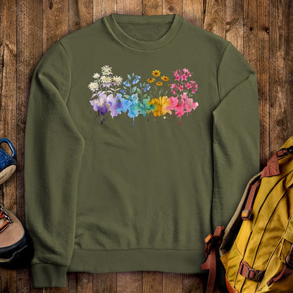 Watercolor Hot Springs Wildflowers Crewneck Sweatshirt