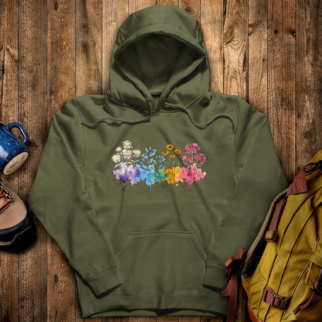 Watercolor Hot Springs Wildflowers Hoodie