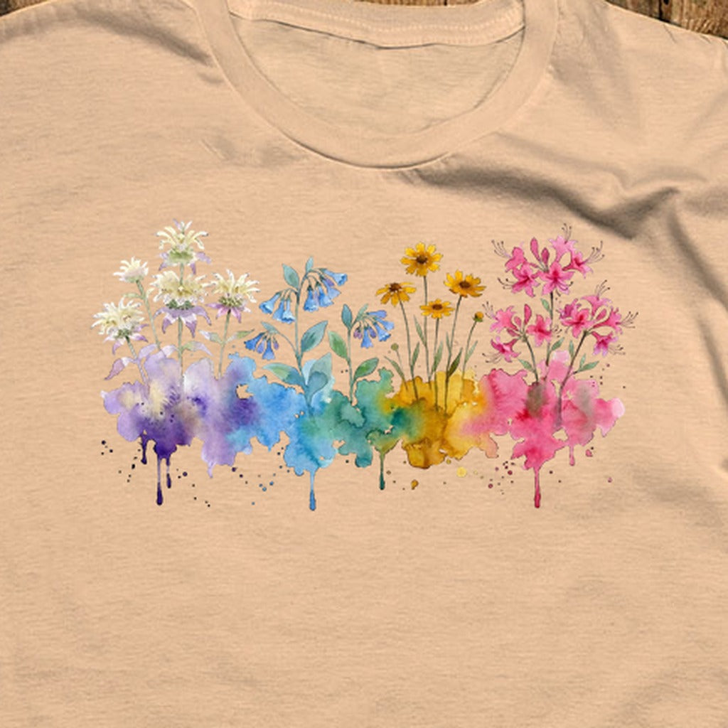 Watercolor Hot Springs Wildflowers T-Shirt