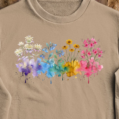 Watercolor Hot Springs Wildflowers Crewneck Sweatshirt