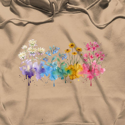 Watercolor Hot Springs Wildflowers Hoodie