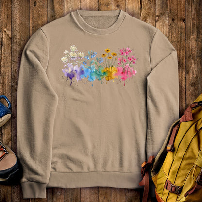 Watercolor Hot Springs Wildflowers Crewneck Sweatshirt