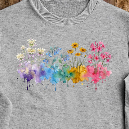 Watercolor Hot Springs Wildflowers Crewneck Sweatshirt