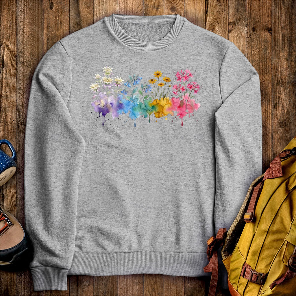 Watercolor Hot Springs Wildflowers Crewneck Sweatshirt