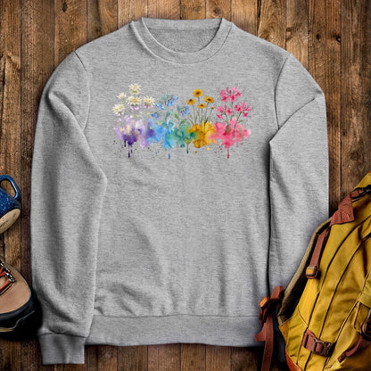 Watercolor Hot Springs Wildflowers Crewneck Sweatshirt