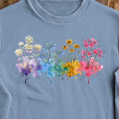 Watercolor Hot Springs Wildflowers Crewneck Sweatshirt