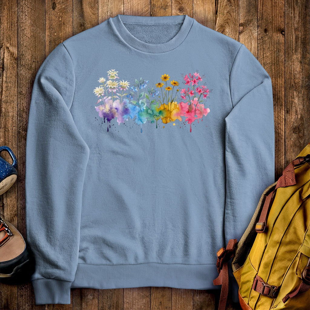 Watercolor Hot Springs Wildflowers Crewneck Sweatshirt
