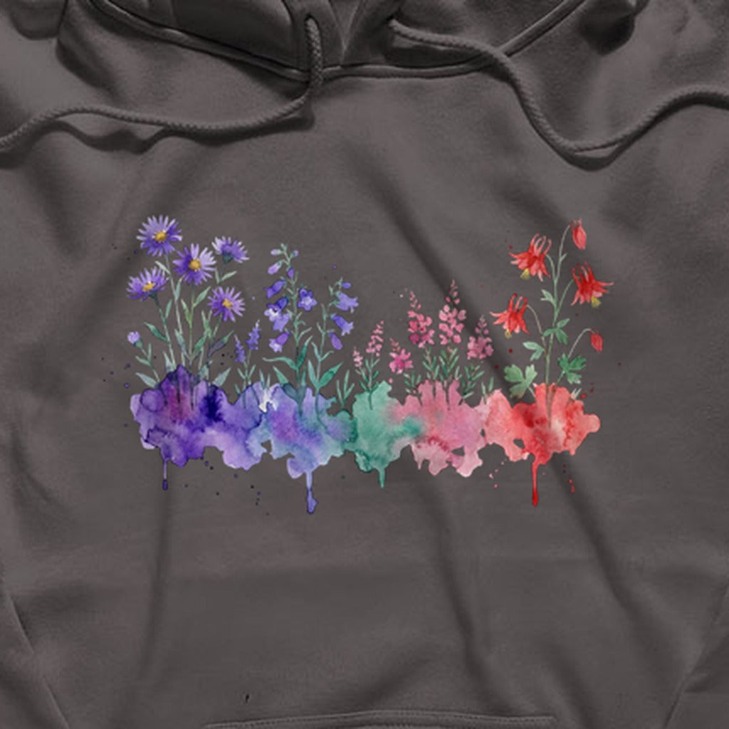 Watercolor Mount Rainier Wildflowers Hoodie