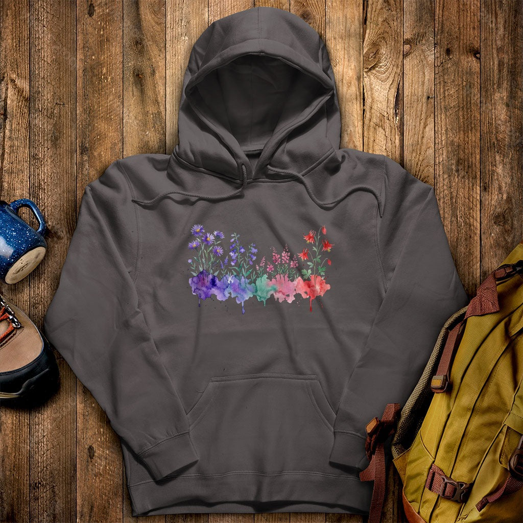 Watercolor Mount Rainier Wildflowers Hoodie