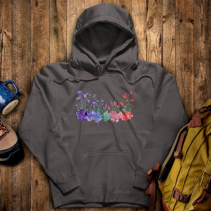 Watercolor Mount Rainier Wildflowers Hoodie