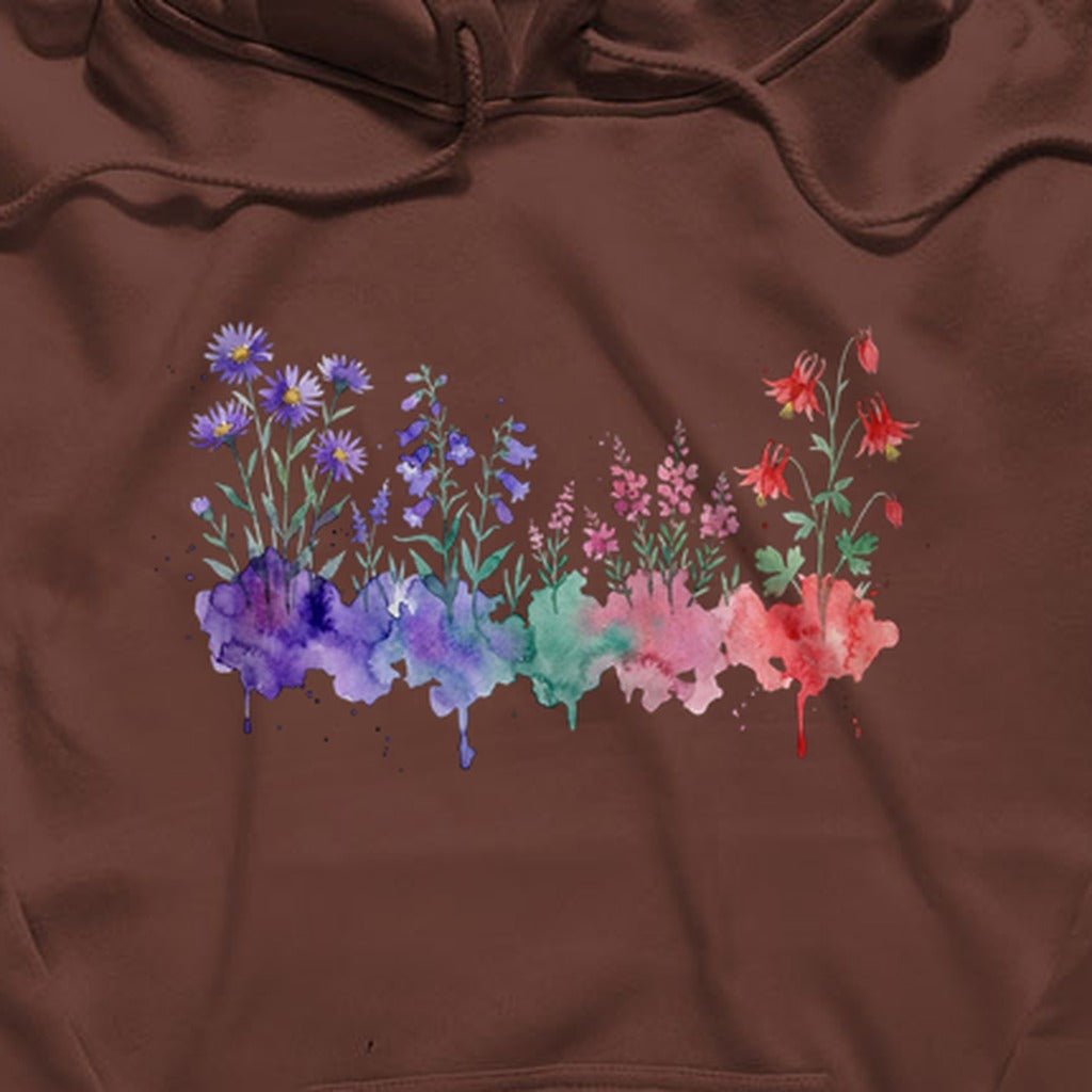 Watercolor Mount Rainier Wildflowers Hoodie