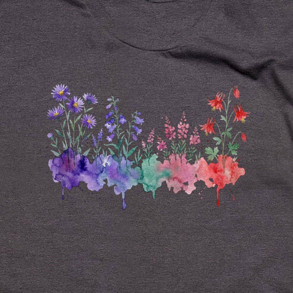 Watercolor Mount Rainier Wildflowers T-Shirt
