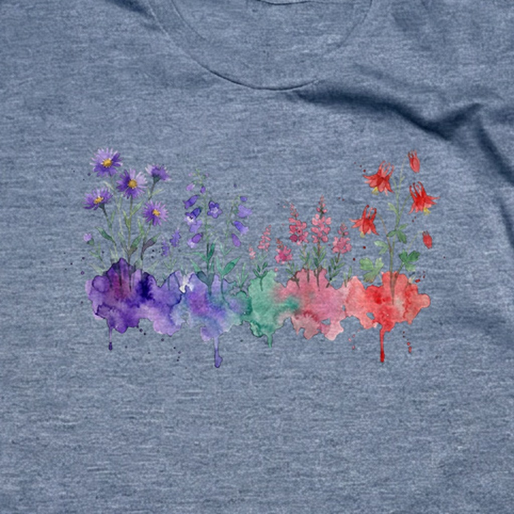 Watercolor Mount Rainier Wildflowers T-Shirt