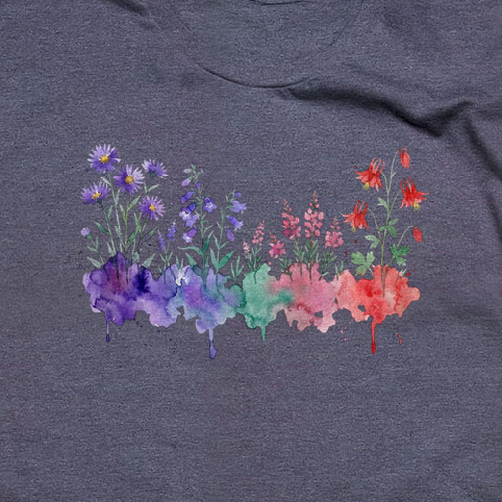 Watercolor Mount Rainier Wildflowers T-Shirt