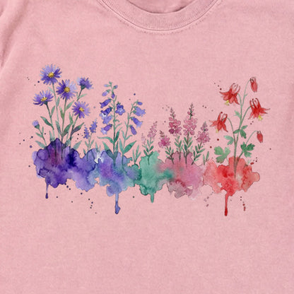 Watercolor Mount Rainier Wildflowers Premium Long Sleeve