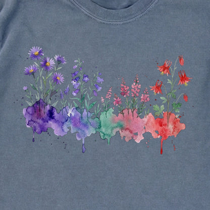 Watercolor Mount Rainier Wildflowers Premium Long Sleeve
