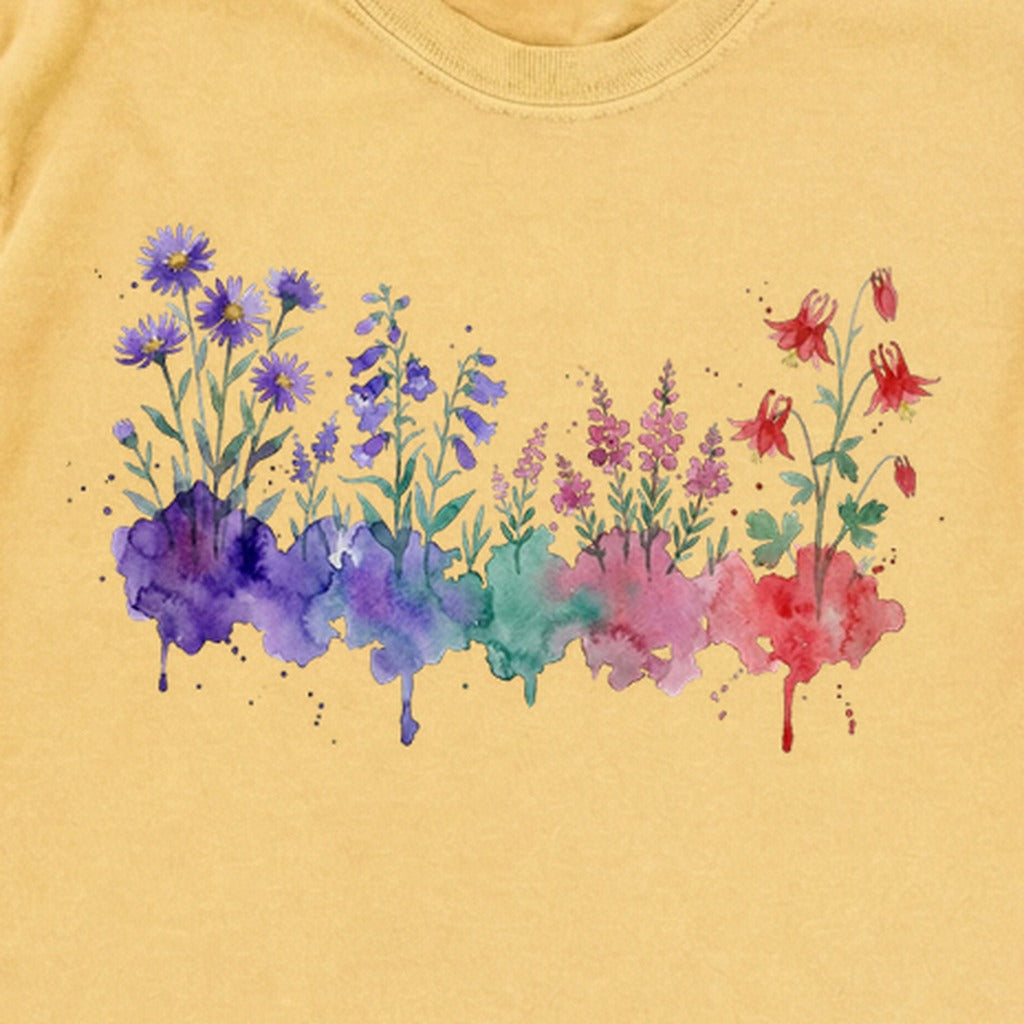 Watercolor Mount Rainier Wildflowers Premium Long Sleeve