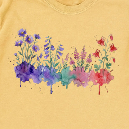Watercolor Mount Rainier Wildflowers Premium Long Sleeve