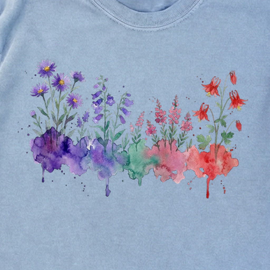 Watercolor Mount Rainier Wildflowers Premium Long Sleeve
