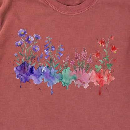 Watercolor Mount Rainier Wildflowers Premium Long Sleeve