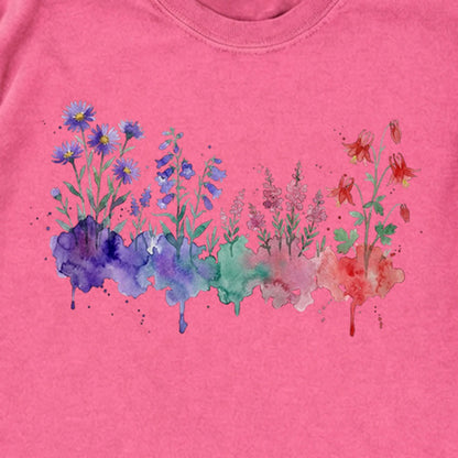 Watercolor Mount Rainier Wildflowers Premium Long Sleeve