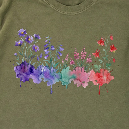 Watercolor Mount Rainier Wildflowers Premium Long Sleeve