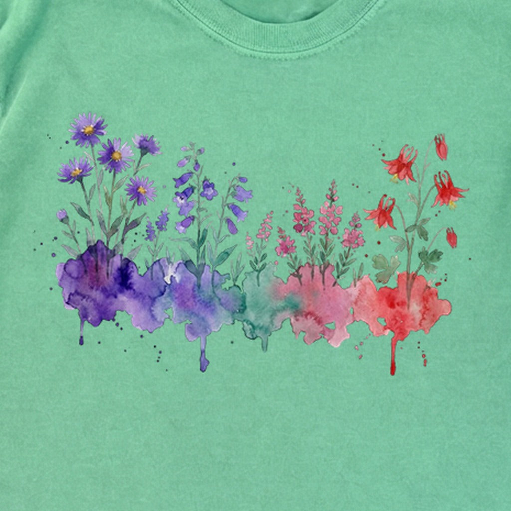 Watercolor Mount Rainier Wildflowers Premium Long Sleeve