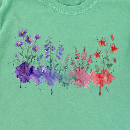 Watercolor Mount Rainier Wildflowers Premium Long Sleeve