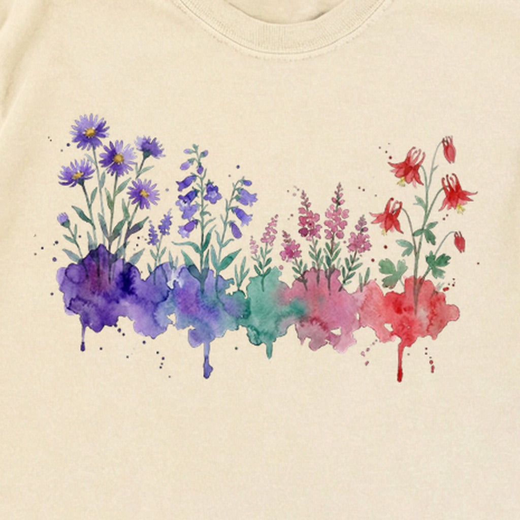 Watercolor Mount Rainier Wildflowers Premium Long Sleeve