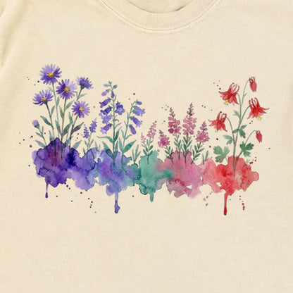 Watercolor Mount Rainier Wildflowers Premium Long Sleeve