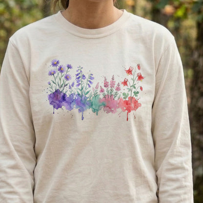 Watercolor Mount Rainier Wildflowers Premium Long Sleeve