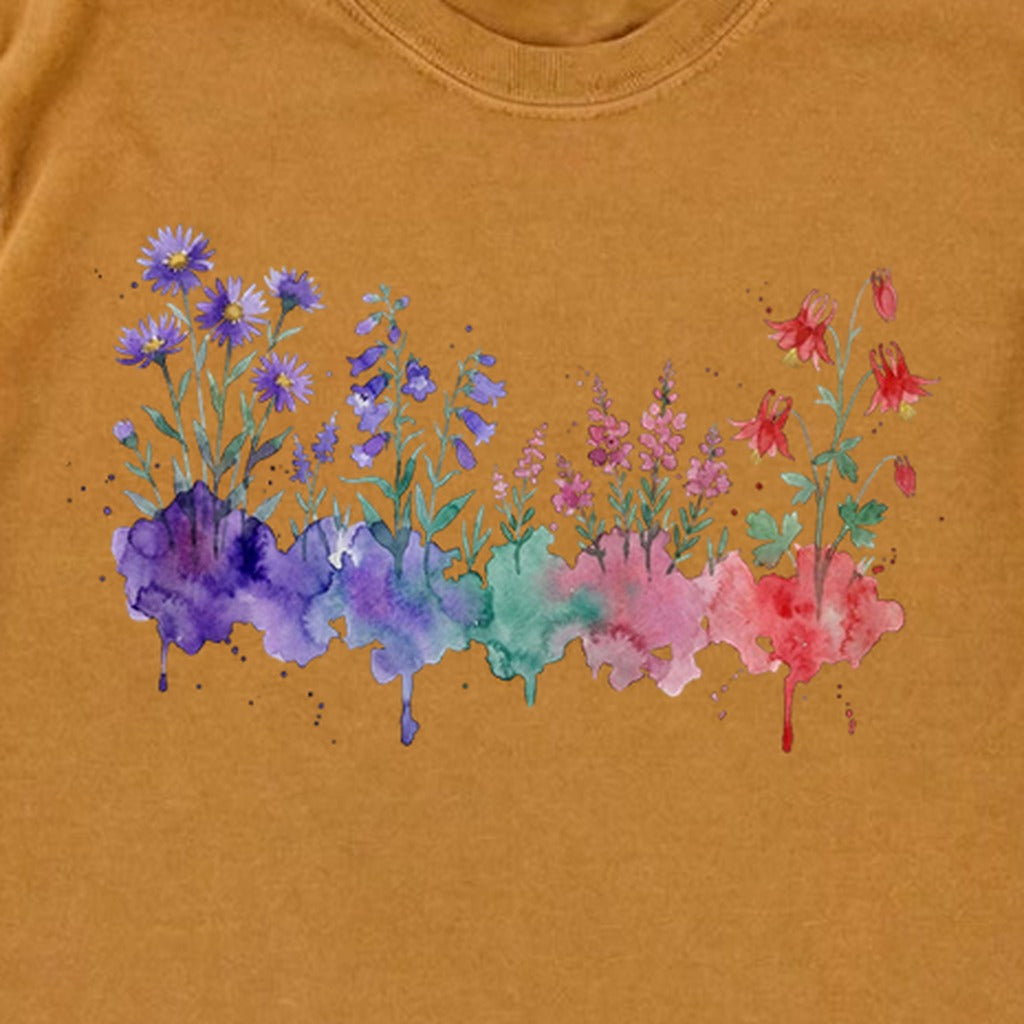 Watercolor Mount Rainier Wildflowers Premium Long Sleeve