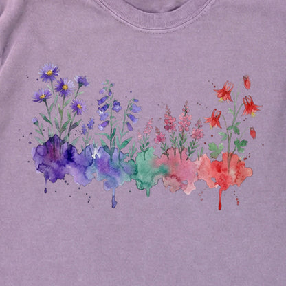 Watercolor Mount Rainier Wildflowers Premium Long Sleeve