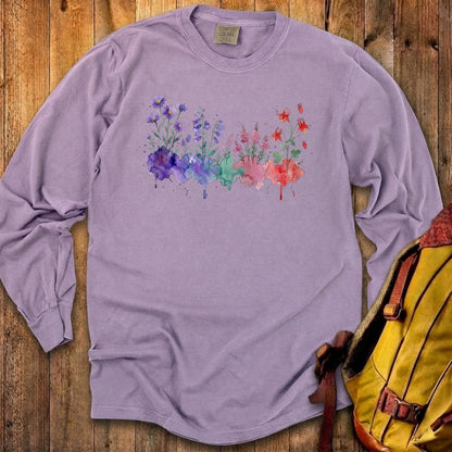 Watercolor Mount Rainier Wildflowers Premium Long Sleeve