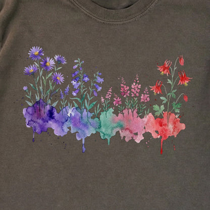 Watercolor Mount Rainier Wildflowers Premium Long Sleeve