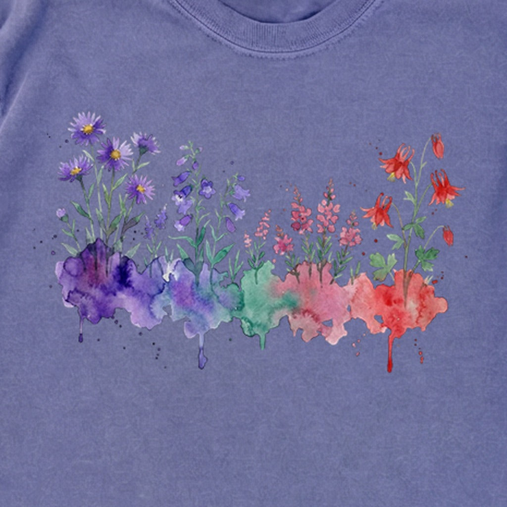Watercolor Mount Rainier Wildflowers Premium Long Sleeve