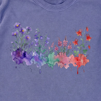 Watercolor Mount Rainier Wildflowers Premium Long Sleeve